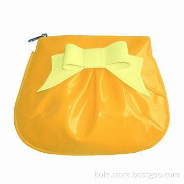 Cute Cosmetic Bag for Little Girl, Made of Vinyl and Bow Design